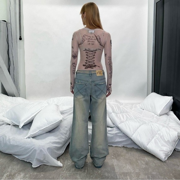 BNWT Racer Worldwide tattoo mesh longsleeve - Picture 8 of 8